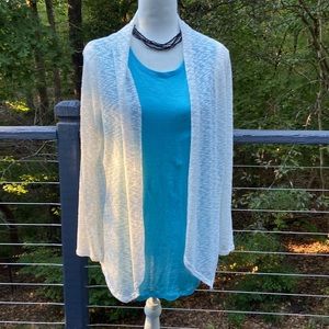 Light weight, see through white drapery cardigan.